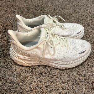 Hokas, worn once! Mens 9, womens 10. Clifton 8